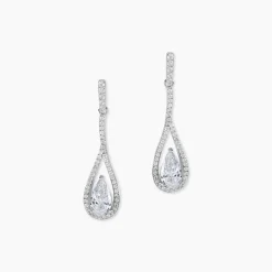 Boucles D'oreilles Pendantes Elorah Argent Blanc Oxyde De Zirconium