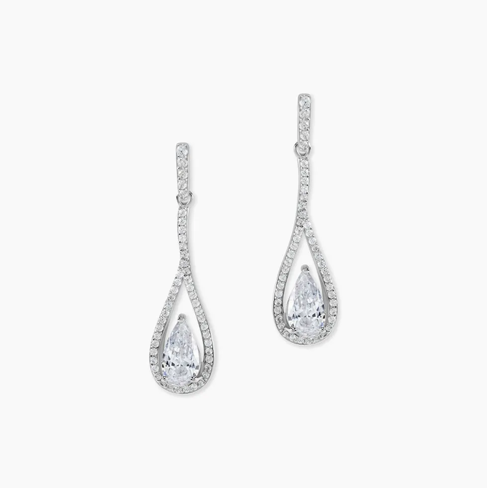 Boucles D'oreilles Pendantes Elorah Argent Blanc Oxyde De Zirconium