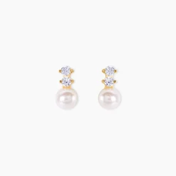 Boucles D'oreilles Pendantes Taima Or Jaune Perle De Culture