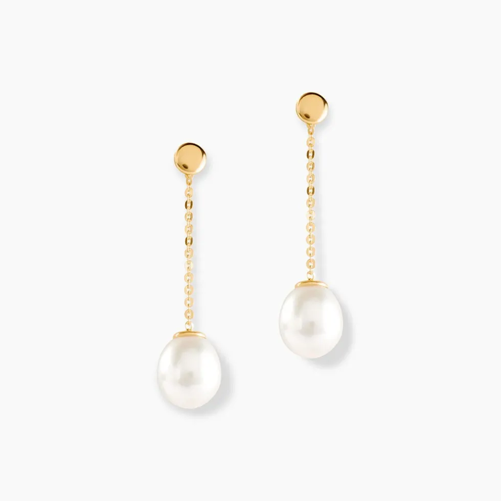 Boucles D'oreilles Pendantes Valera Or Jaune Perle De Culture