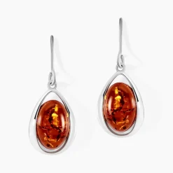 Boucles D'oreilles Pendantes Hilda Argent Blanc Ambre