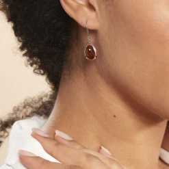 Boucles D'oreilles Pendantes Hilda Argent Blanc Ambre