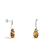 Boucles D'oreilles Pendantes Argent Blanc Melusine Ambre