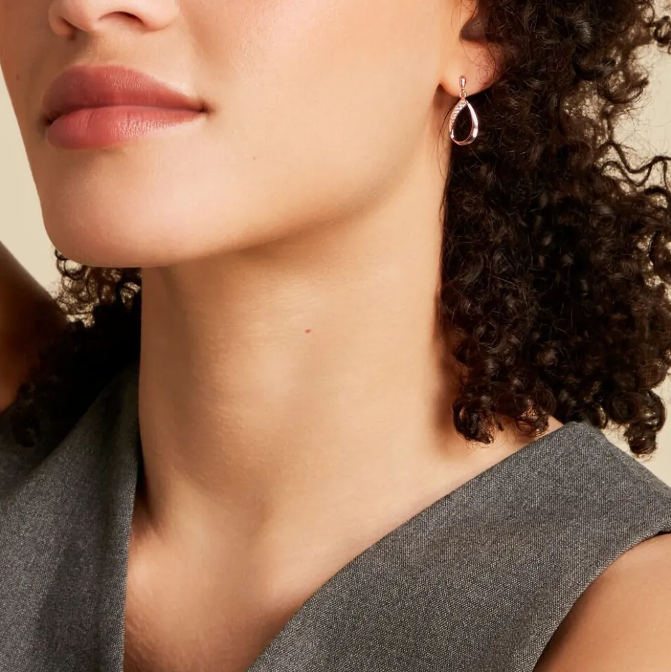 Boucles D'oreilles Pendantes Maritie Argent Rose Oxyde De Zirconium