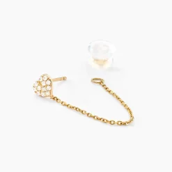 Boucles D'oreilles Pendantes Eclat D'amour Or Jaune Oxyde De Zirconium