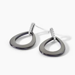 Boucles D'oreilles Pendantes Nelly Argent Blanc Céramique Et Oxyde