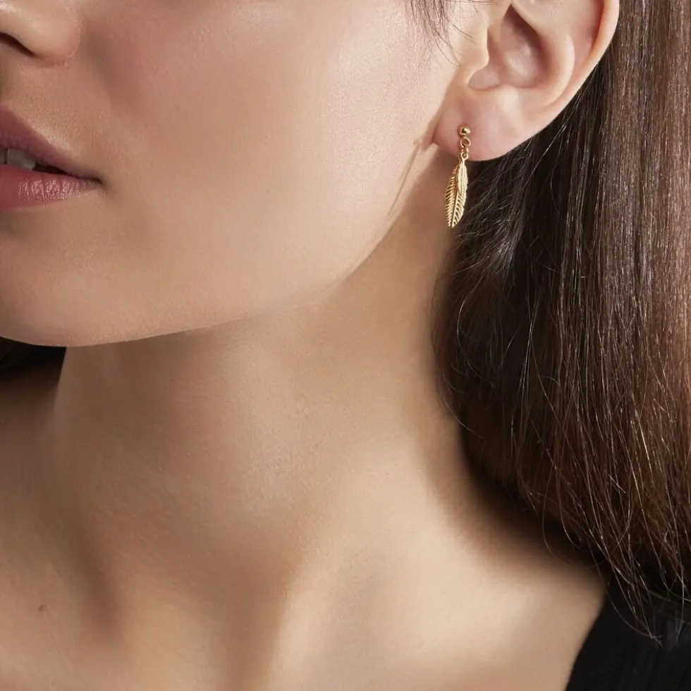 Boucles D'oreilles Pendantes Plaqué Or Kai
