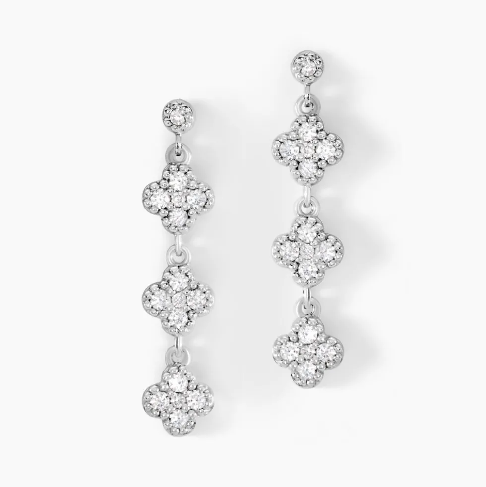 Boucles D'oreilles Pendantes Emmie Argent Blanc Oxyde De Zirconium