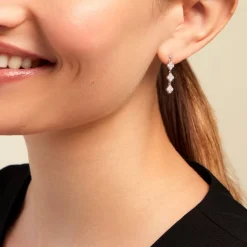 Boucles D'oreilles Pendantes Emmie Argent Blanc Oxyde De Zirconium