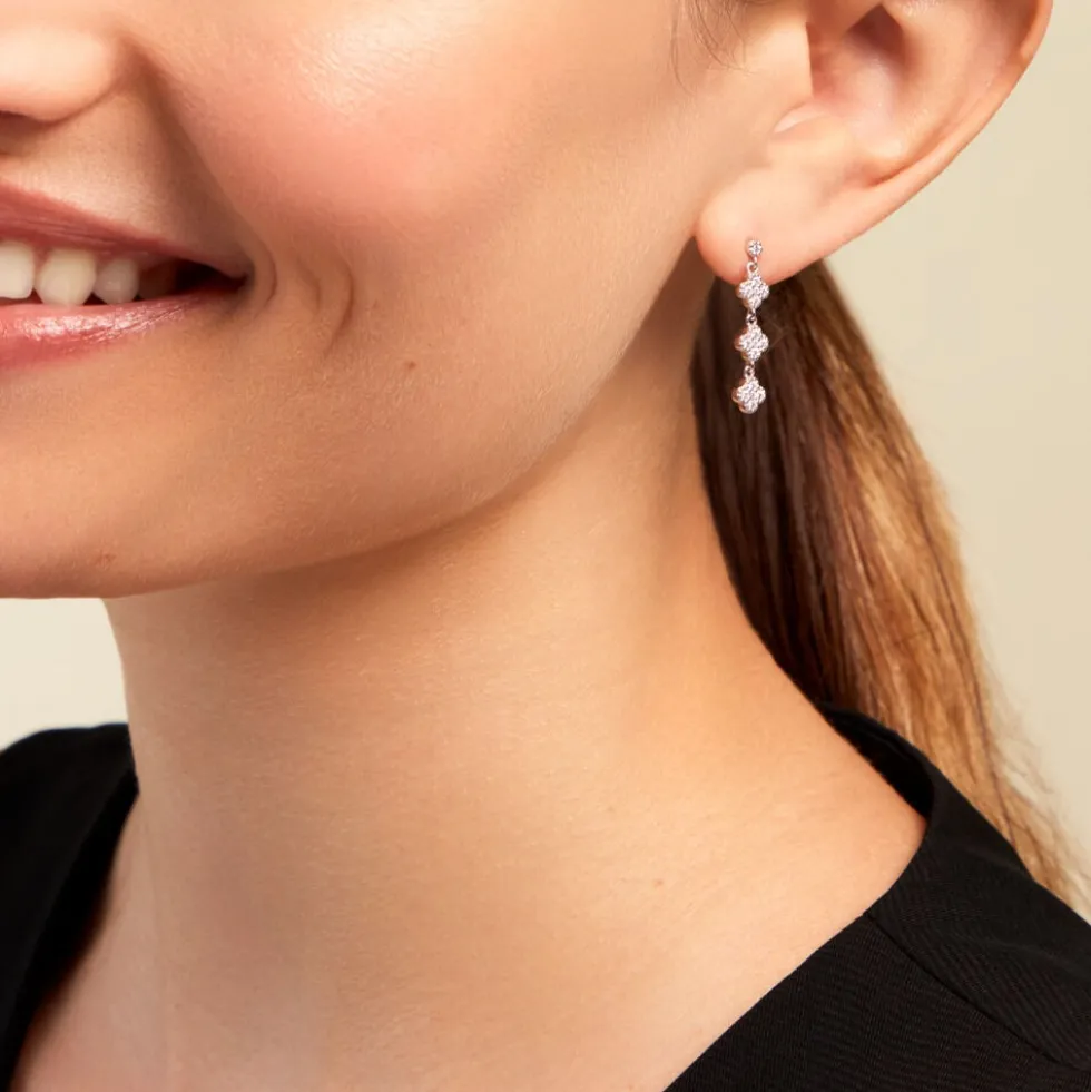 Boucles D'oreilles Pendantes Emmie Argent Blanc Oxyde De Zirconium