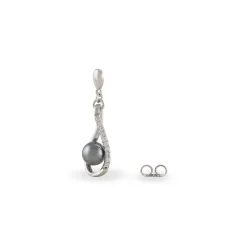 Boucles D'oreilles Pendantes Alexya Argent Perle D'imitation Et Oxyde