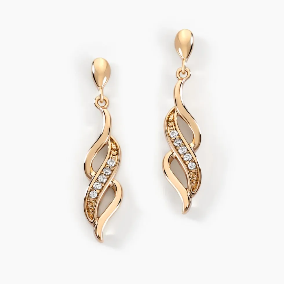 Boucles D'oreilles Pendantes Ishaae Plaqué Or Jaune Oxyde De Zirconium