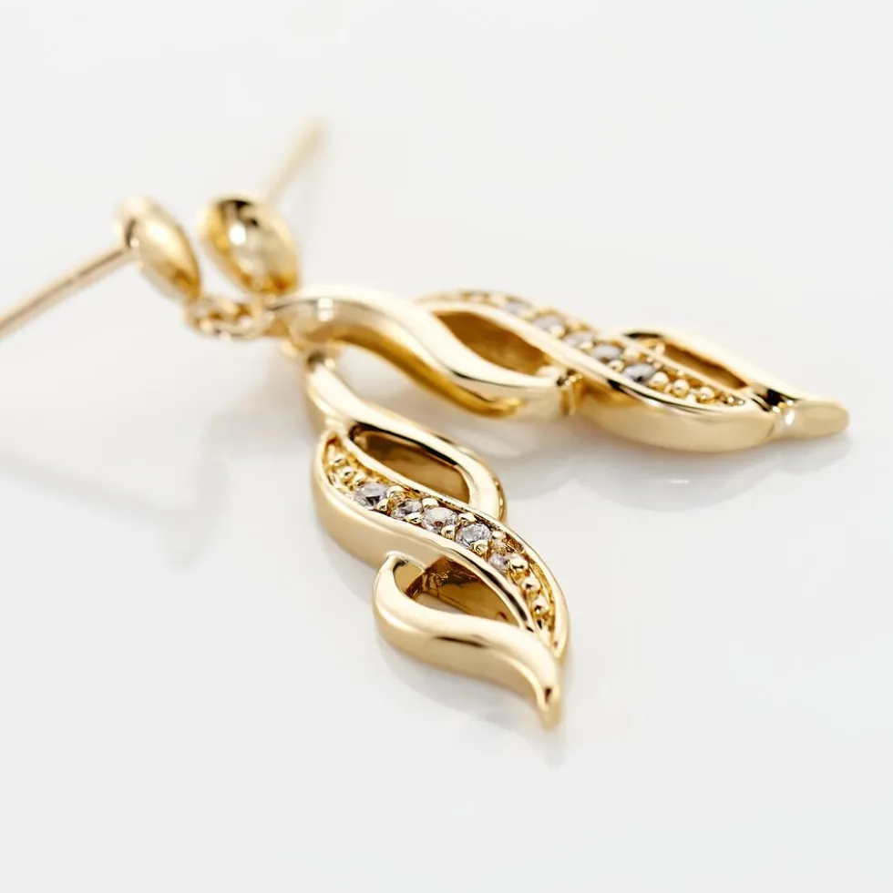 Boucles D'oreilles Pendantes Ishaae Plaqué Or Jaune Oxyde De Zirconium