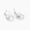 Boucles D'oreilles Pendantes Ivana Argent Blanc Perle De Culture