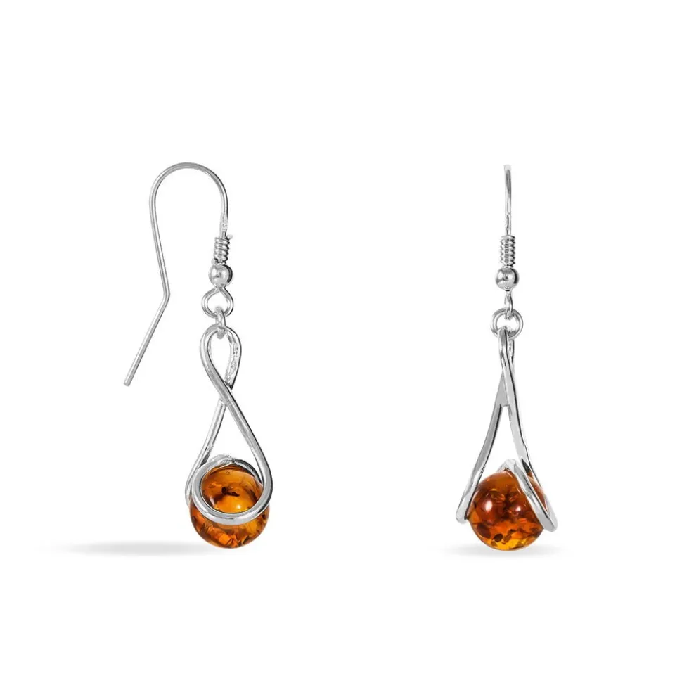 Boucles D'oreilles Pendantes Argent Blanc Simona Ambre
