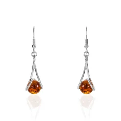 Boucles D'oreilles Pendantes Argent Blanc Simona Ambre