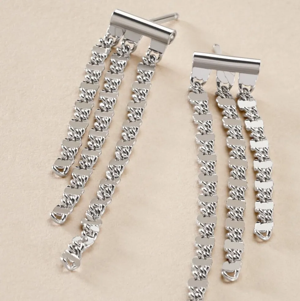 Boucles D'oreilles Pendantes Nissa Argent Blanc