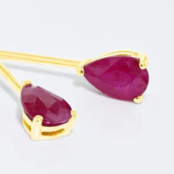 Boucles D'oreilles Pendantes Pluie D'Eclat Or Jaune Rubis