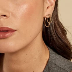 Boucles D'oreilles Pendantes Iza Plaque Or Jaune