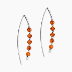Boucles D'oreilles Pendantes Satu Argent Blanc Ambre