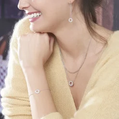 Boucles D'oreilles Pendantes Florenzia Argent Blanc Oxyde De Zirconium
