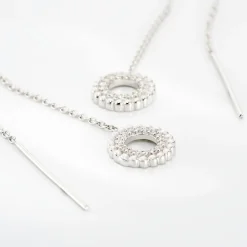 Boucles D'oreilles Pendantes Florenzia Argent Blanc Oxyde De Zirconium