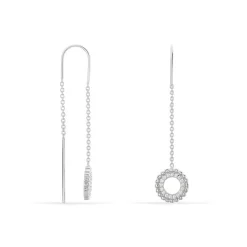 Boucles D'oreilles Pendantes Florenzia Argent Blanc Oxyde De Zirconium