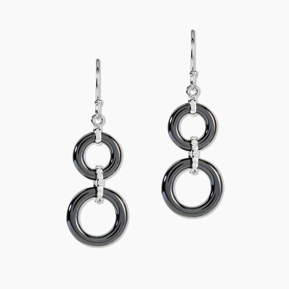 Boucles D'oreilles Pendantes Narcissa Argent Blanc Céramique Et Oxyde