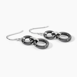 Boucles D'oreilles Pendantes Narcissa Argent Blanc Céramique Et Oxyde