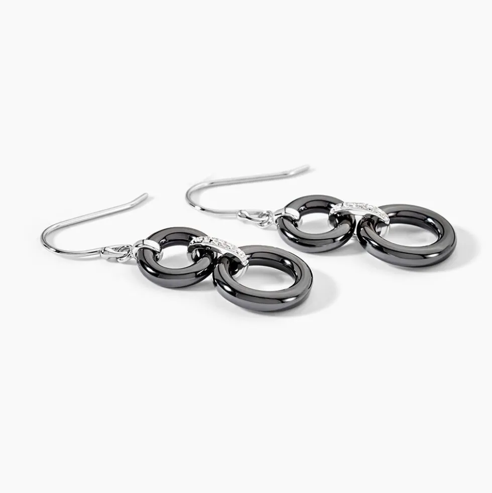 Boucles D'oreilles Pendantes Narcissa Argent Blanc Céramique Et Oxyde