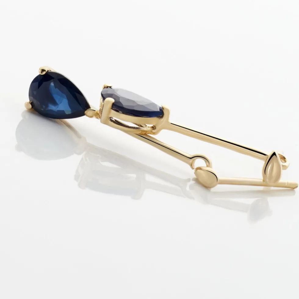Boucles D'oreilles Pendantes Pluie D'Eclat Or Jaune Saphir