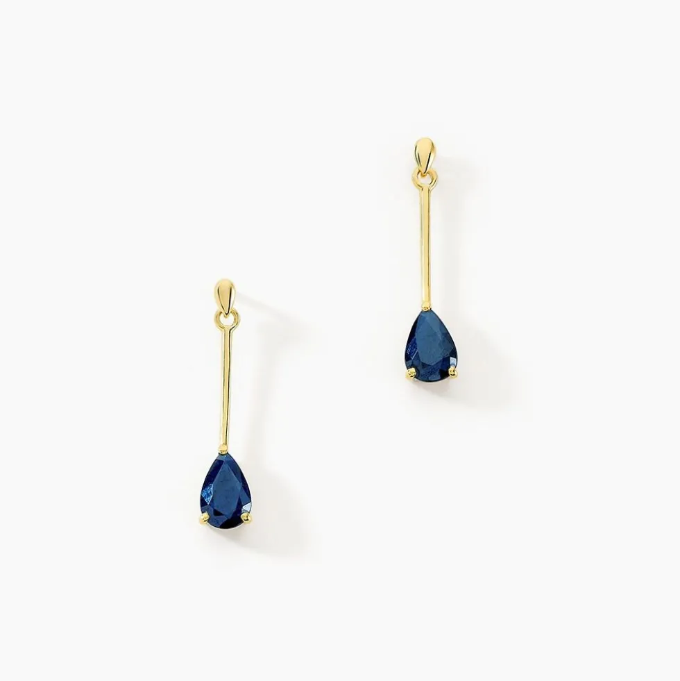 Boucles D'oreilles Pendantes Pluie D'Eclat Or Jaune Saphir