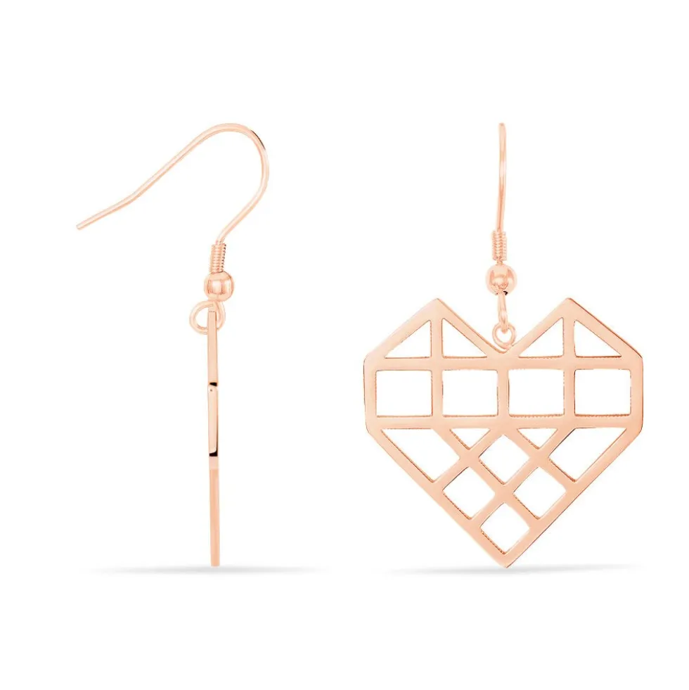 Boucles D'oreilles Pendantes Angeles Acier Rose