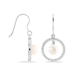 Boucles D'oreilles Pendantes Ellea Argent Perle De Culture Et Oxyde