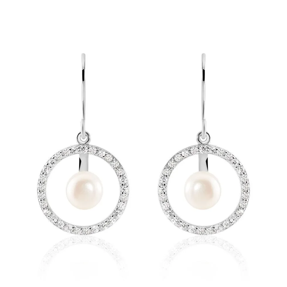 Boucles D'oreilles Pendantes Ellea Argent Perle De Culture Et Oxyde