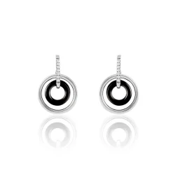 Boucles D'oreilles Pendantes Ina Argent Blanc Céramique Et Oxyde