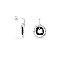 Boucles D'oreilles Pendantes Ina Argent Blanc Céramique Et Oxyde