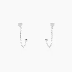 Boucles D'oreilles Pendantes Honor Argent Blanc