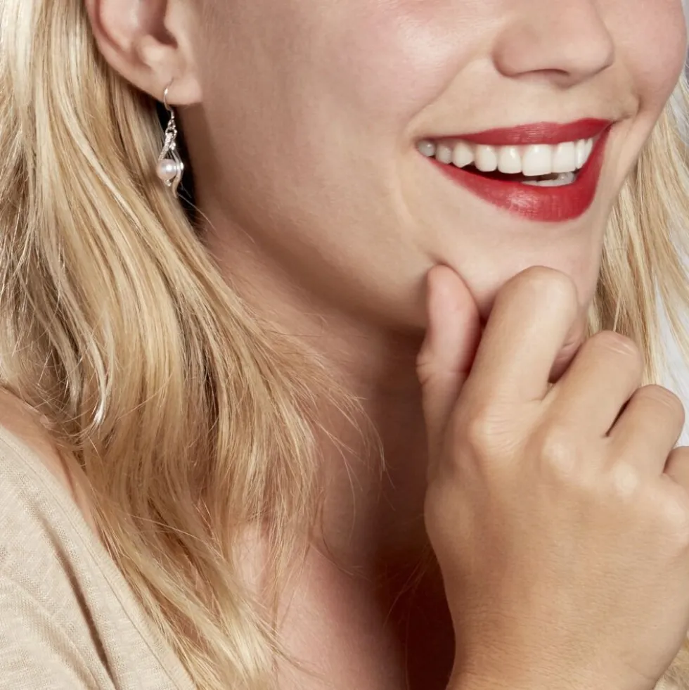 Boucles D'oreilles Pendantes Deniz Argent Perle De Culture Et Oxyde