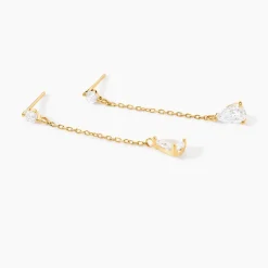 Boucles D'oreilles Pendantes Regane Or Jaune Oxyde De Zirconium