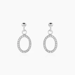 Boucles D'oreilles Pendantes Kimber Argent Blanc Oxyde De Zirconium