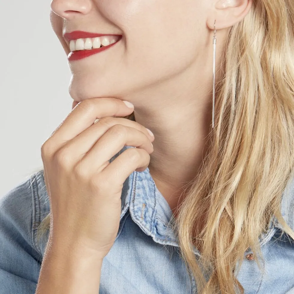 Boucles D'oreilles Pendantes Yaka Argent Blanc