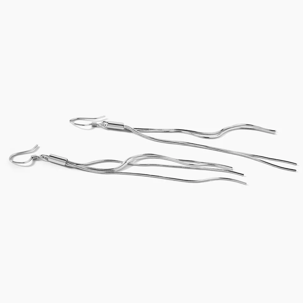 Boucles D'oreilles Pendantes Yaka Argent Blanc