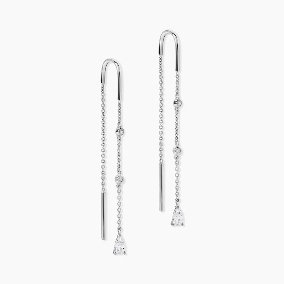 Boucles D'oreilles Pendantes Mascaret Argent Blanc Oxyde De Zirconium