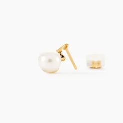 Boucles D'oreilles Pendantes Campanule Or Jaune Perle De Culture