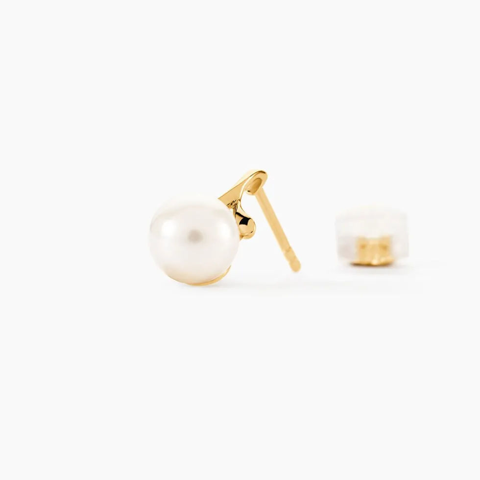 Boucles D'oreilles Pendantes Campanule Or Jaune Perle De Culture