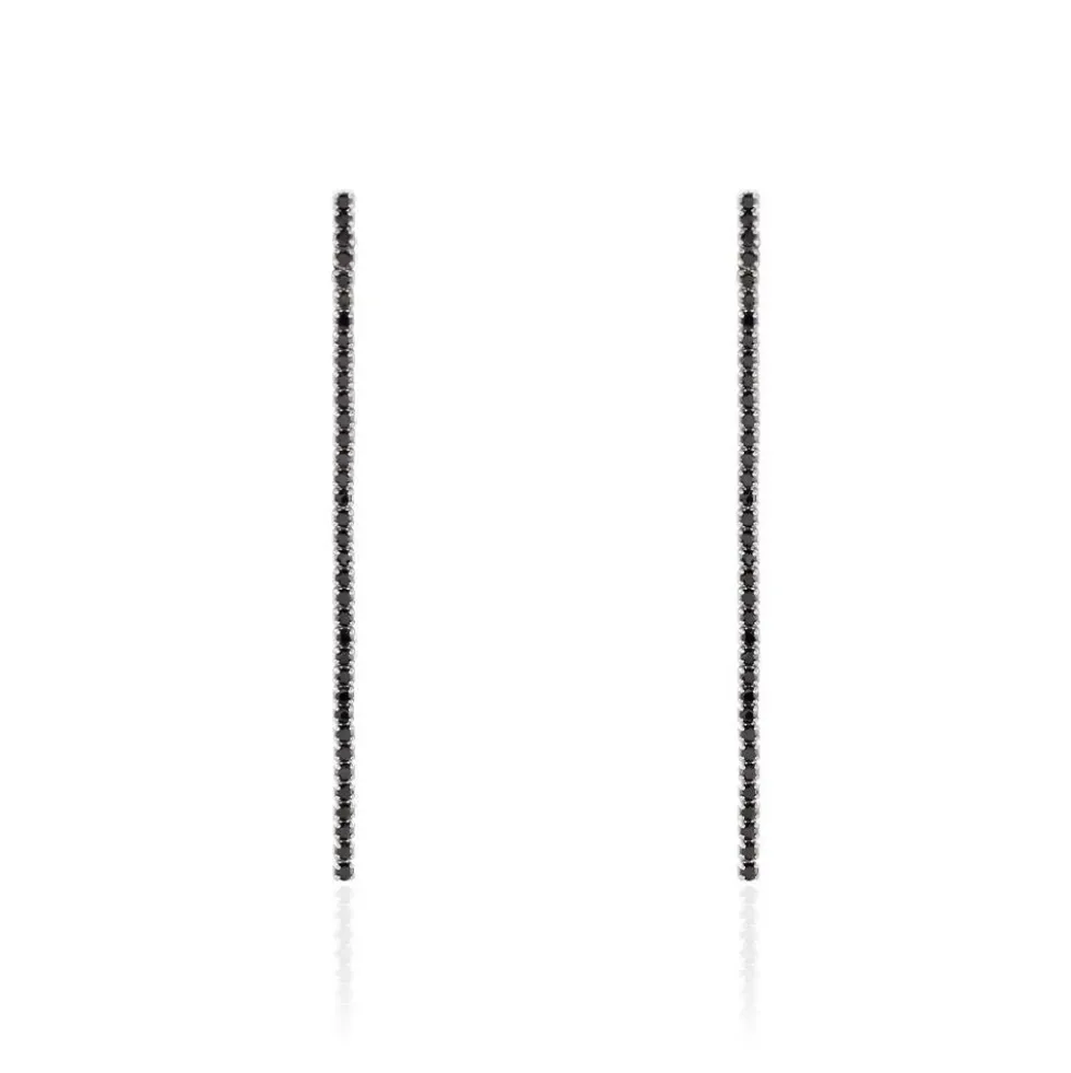 Boucles D'oreilles Pendantes Lou-anne Argent Blanc Oxyde Noir