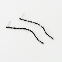 Boucles D'oreilles Pendantes Lou-anne Argent Blanc Oxyde Noir