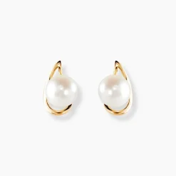 Boucles D'oreilles Pendantes Isaure Or Jaune Perle De Culture