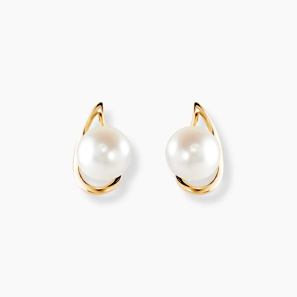 Boucles D'oreilles Pendantes Isaure Or Jaune Perle De Culture